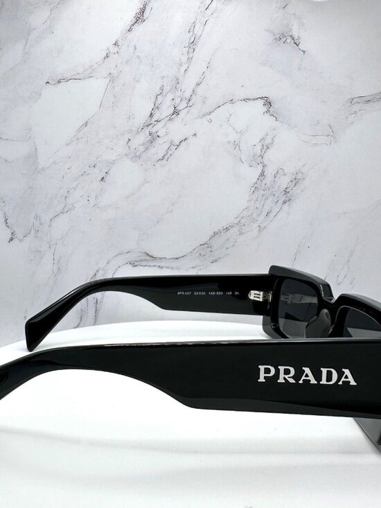 New Prada Sunglasses Black Acetate Rectangle main image 6